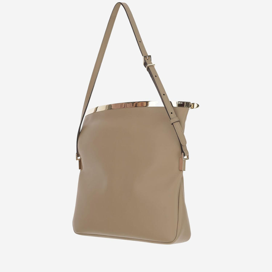 Small Beige Flap Shoulder Bag Calfskin