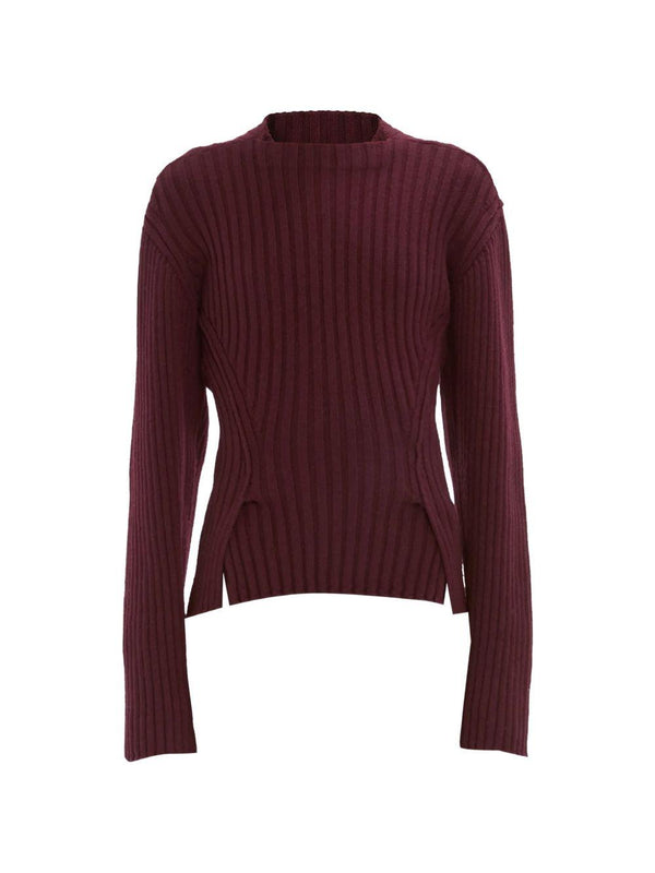 Knit Sweater Burgundy Wool