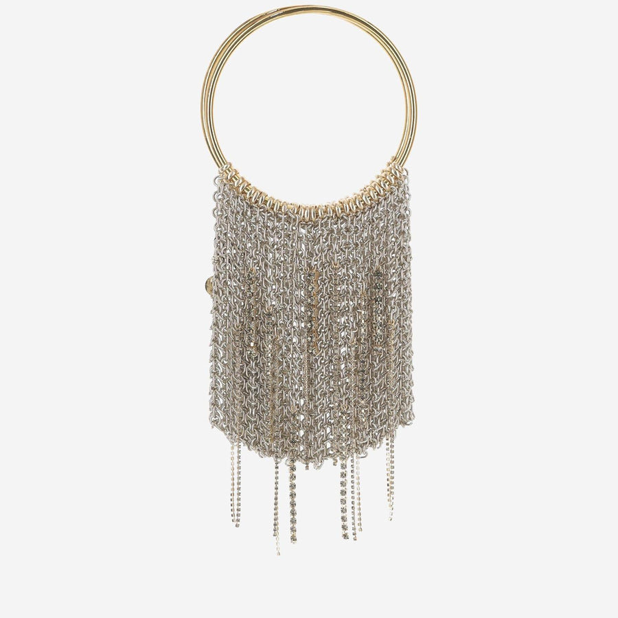 Handbag Lefluff Metal Chain Fringe Silver Handbags