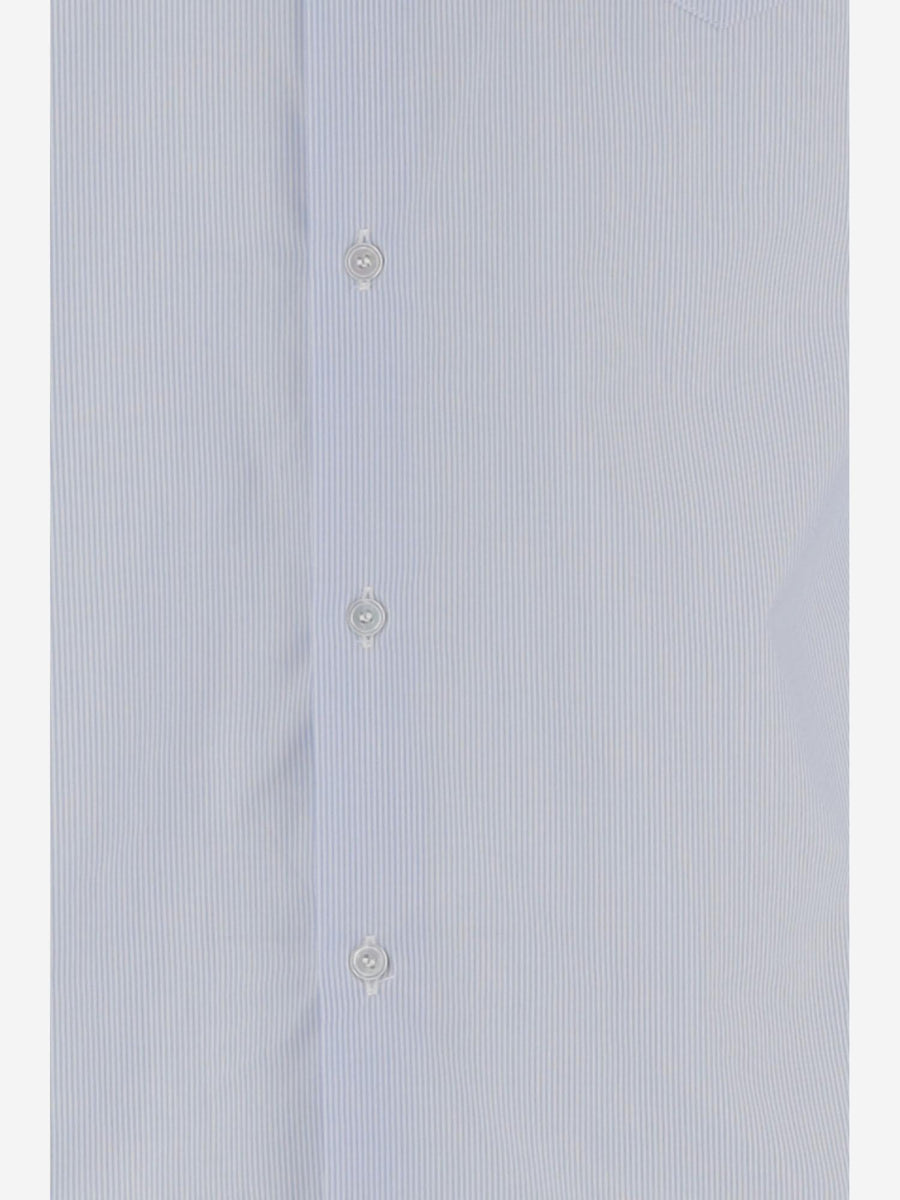 Striped Cotton Shirt With Web Light Blue