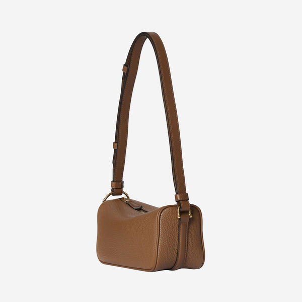 Half Horsebit Shoulder Bag Brown Leather Clutch