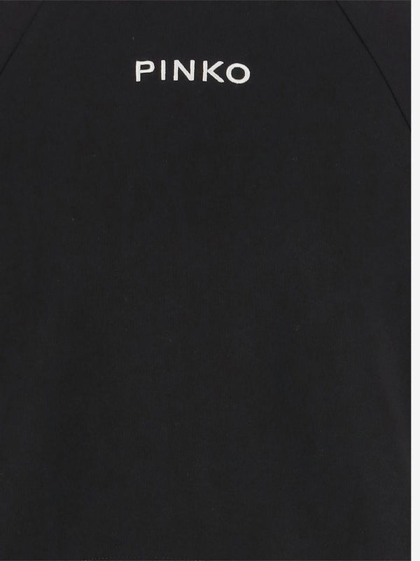 Pinko Cropped Sweatshirt Black Cotton