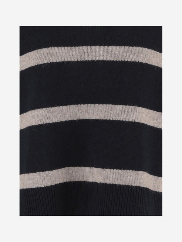 Wool And Cashmere Striped Sweater Black/beige Virgin