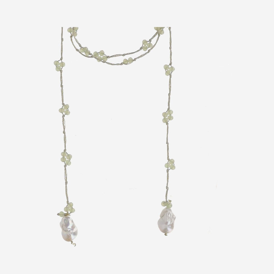 Necklace With Pearls Multicolour Natural Fibre