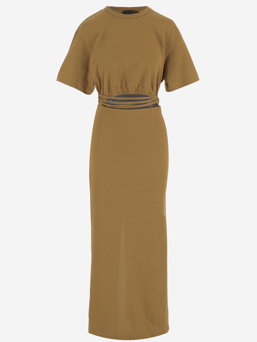 Cotton Dress With Cut-Out Detail - Bronze