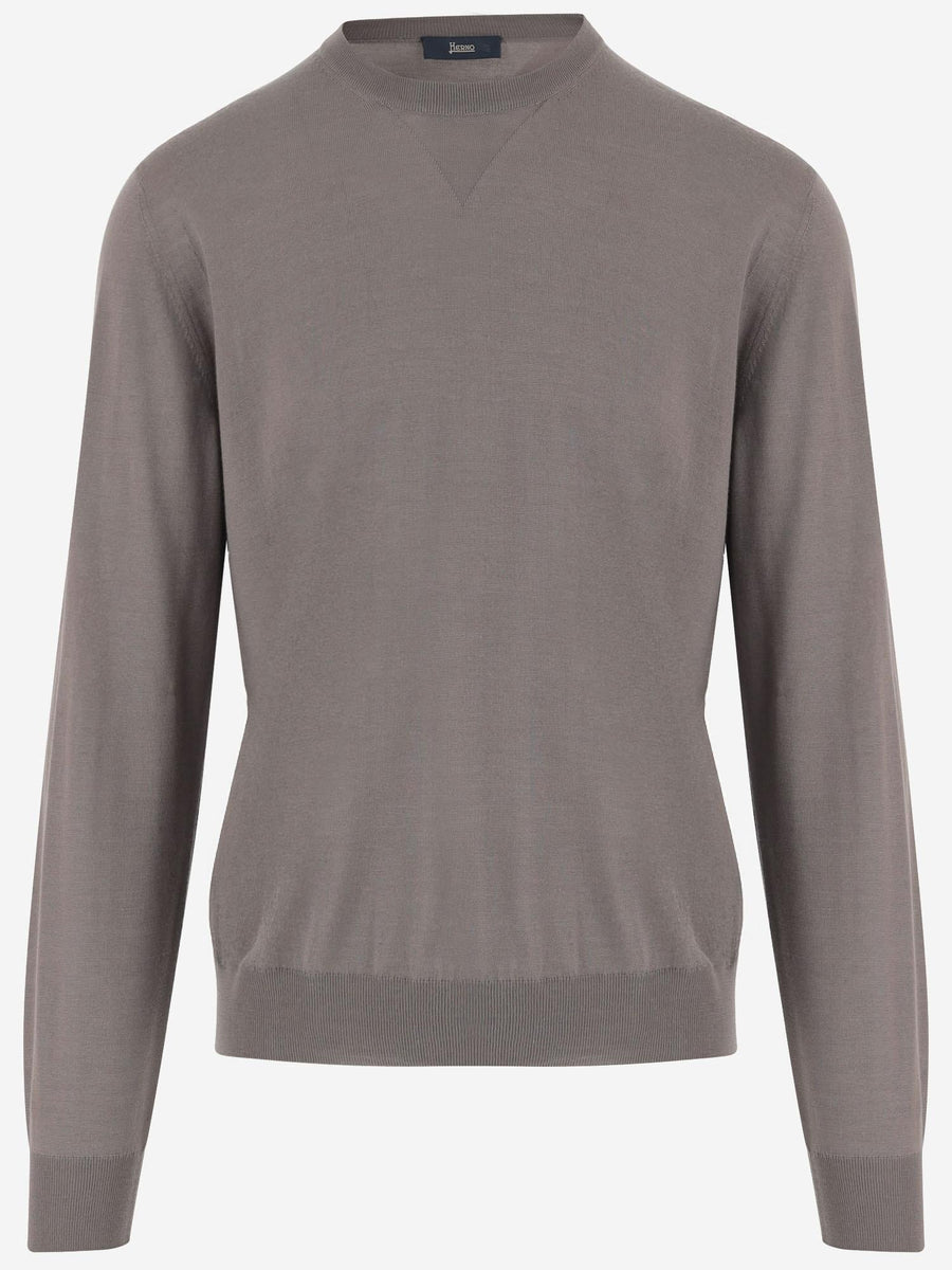 Wool And Silk Knit Sweater Beige Virgin