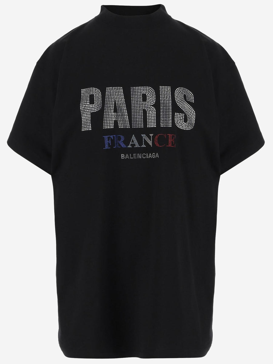 Rhinestone Cotton T-Shirt Black T-shirts & Jerseys