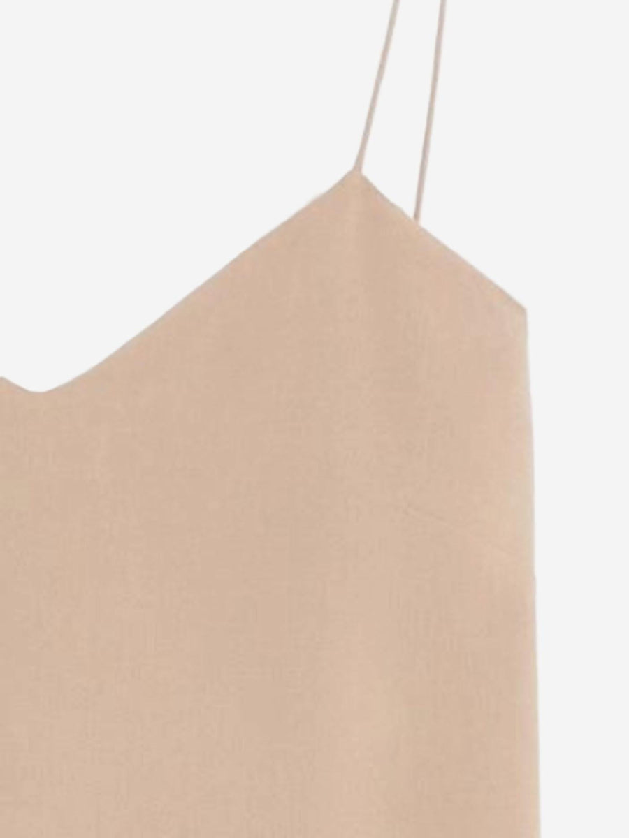Silk Top With Thin Straps Beige Tops