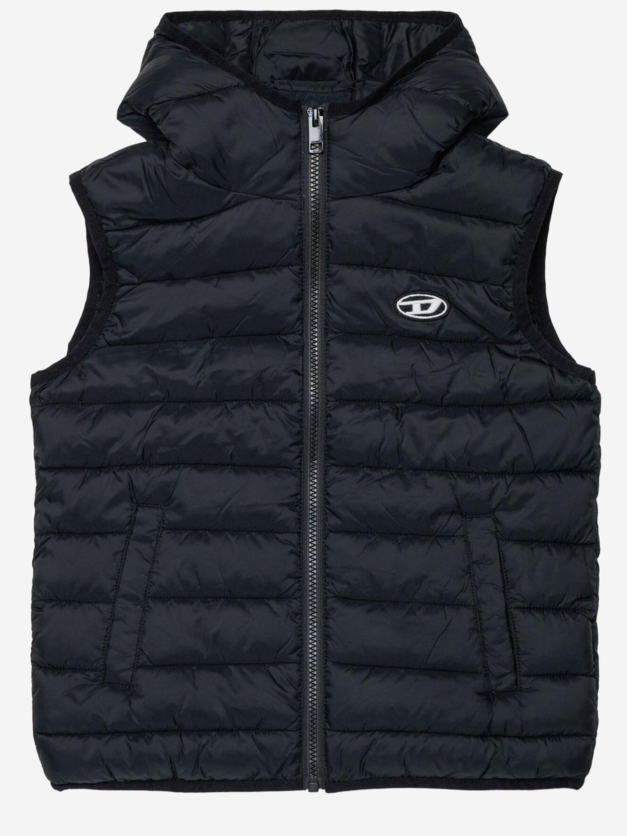 Padded Vest With Logo Black Polyamide Waistcoat & Gilet