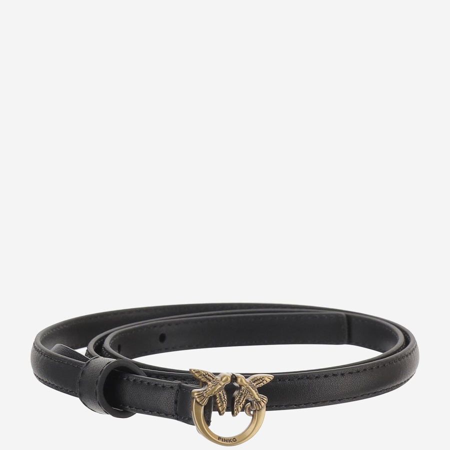 Leather Belt With Logo Black