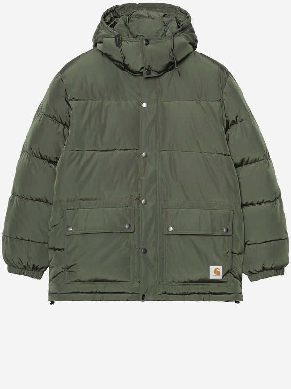 Padded Nylon Jacket With Hood Green Polyester