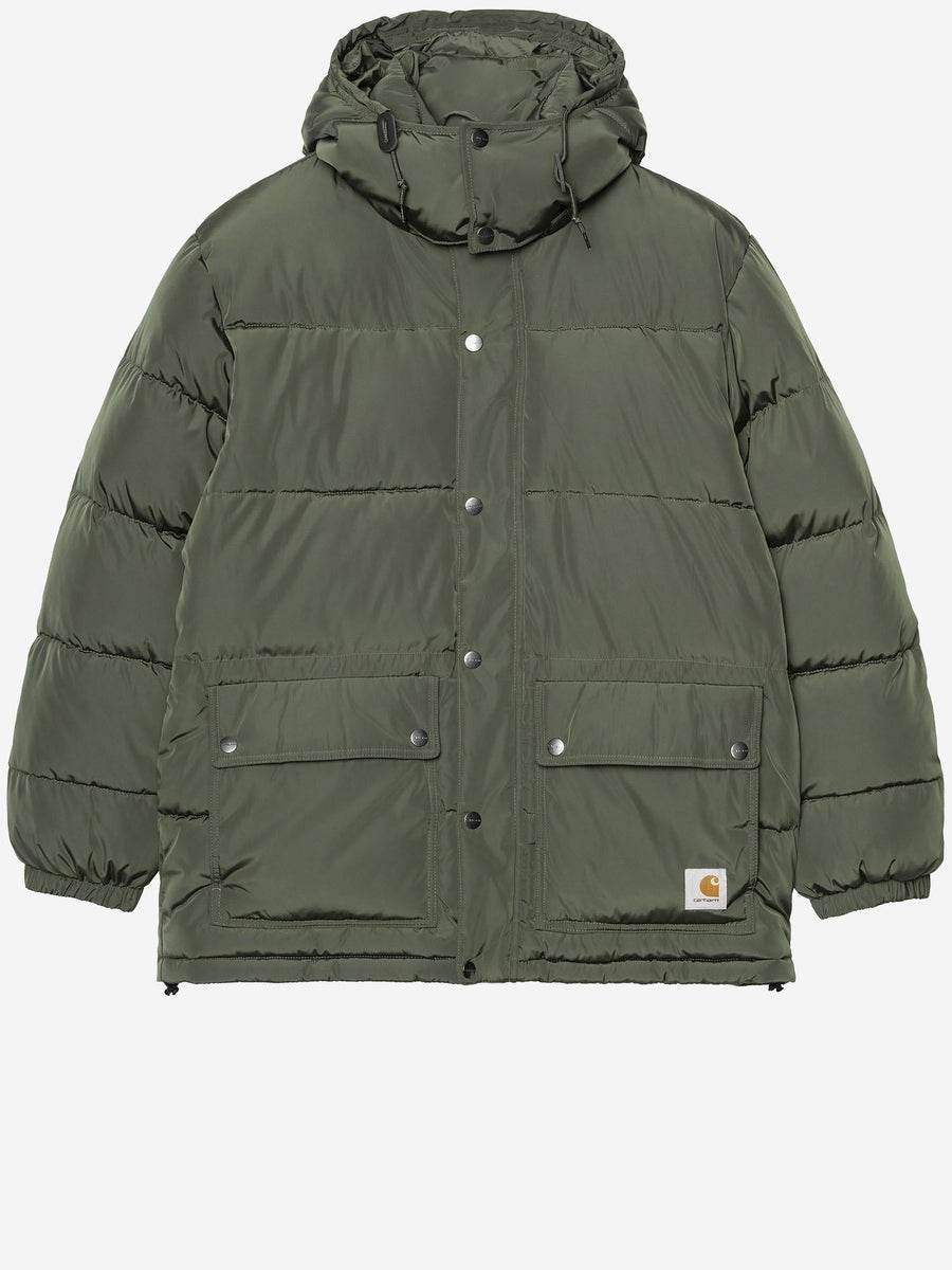 Padded Nylon Jacket With Hood Green Polyester