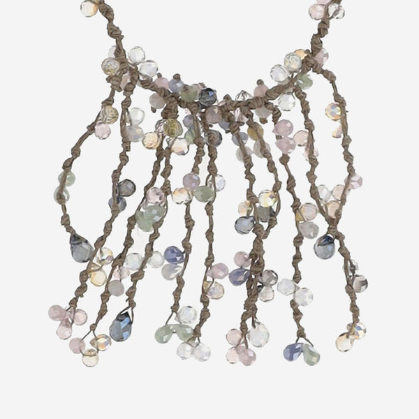 Necklace Vqueen Multicolour Crystals Natural Fibres