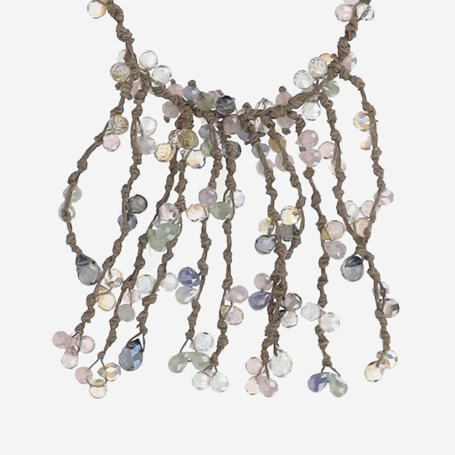 Necklace Vqueen Multicolour Crystals Natural Fibres