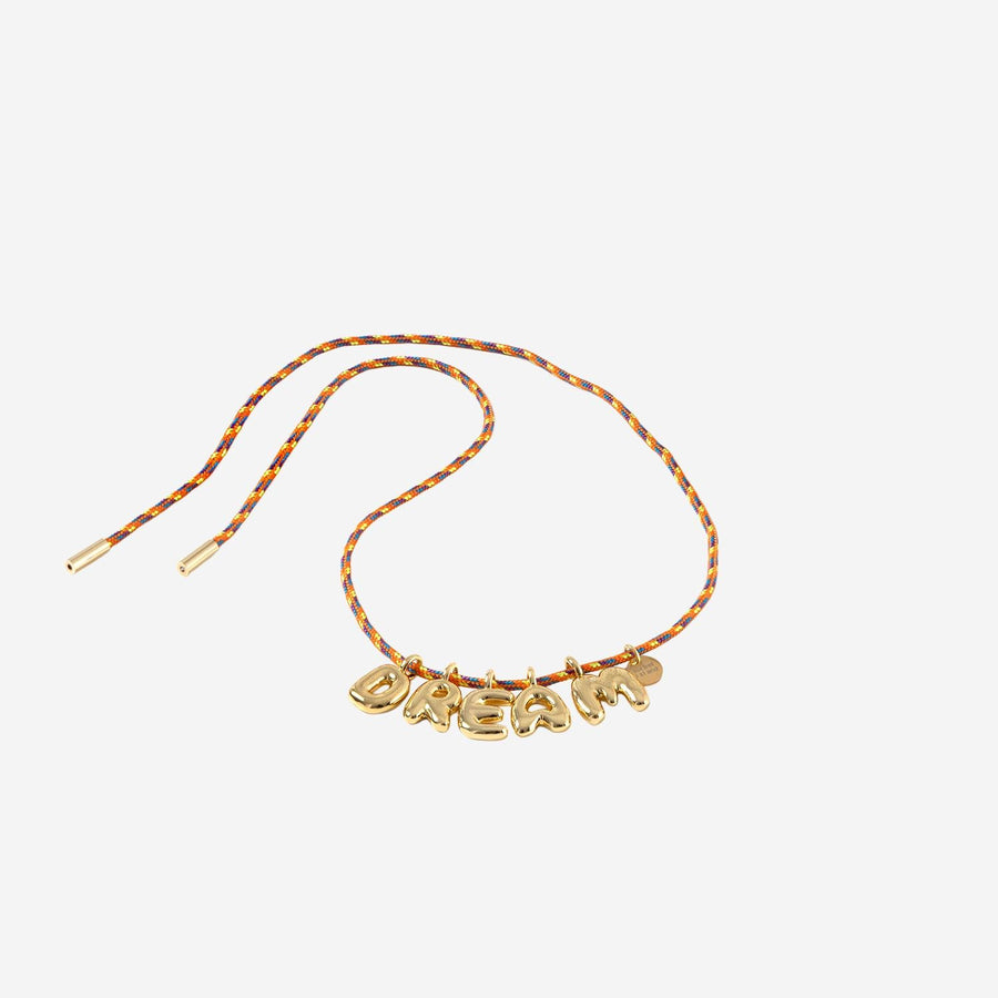 Necklace Bubble Letter Gold-Plated Multicolour Fabric And Metal