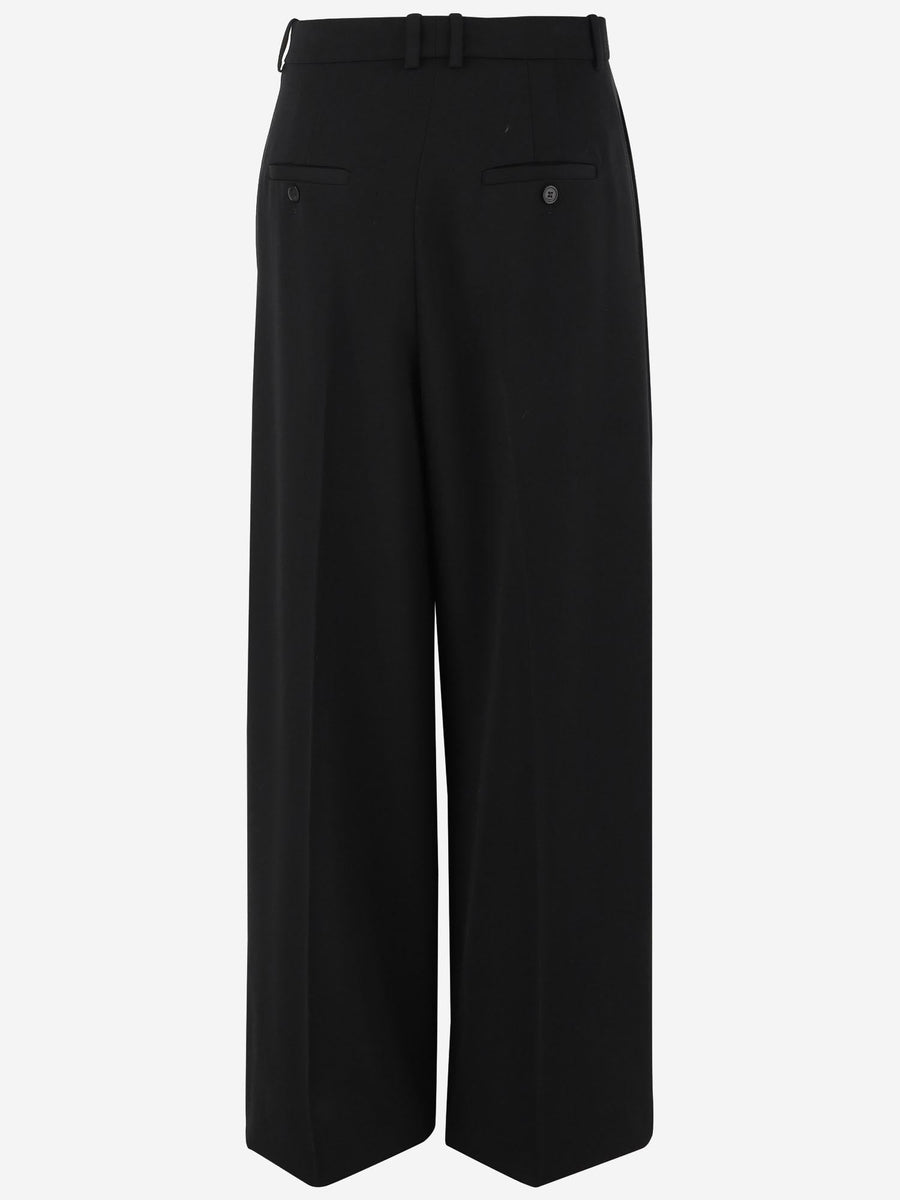 Trousers High-Waisted Wide Leg Wool Black