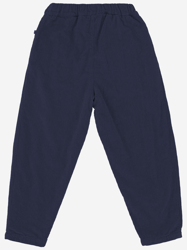 Cotton Trousers With Decorative Ruffles Navy