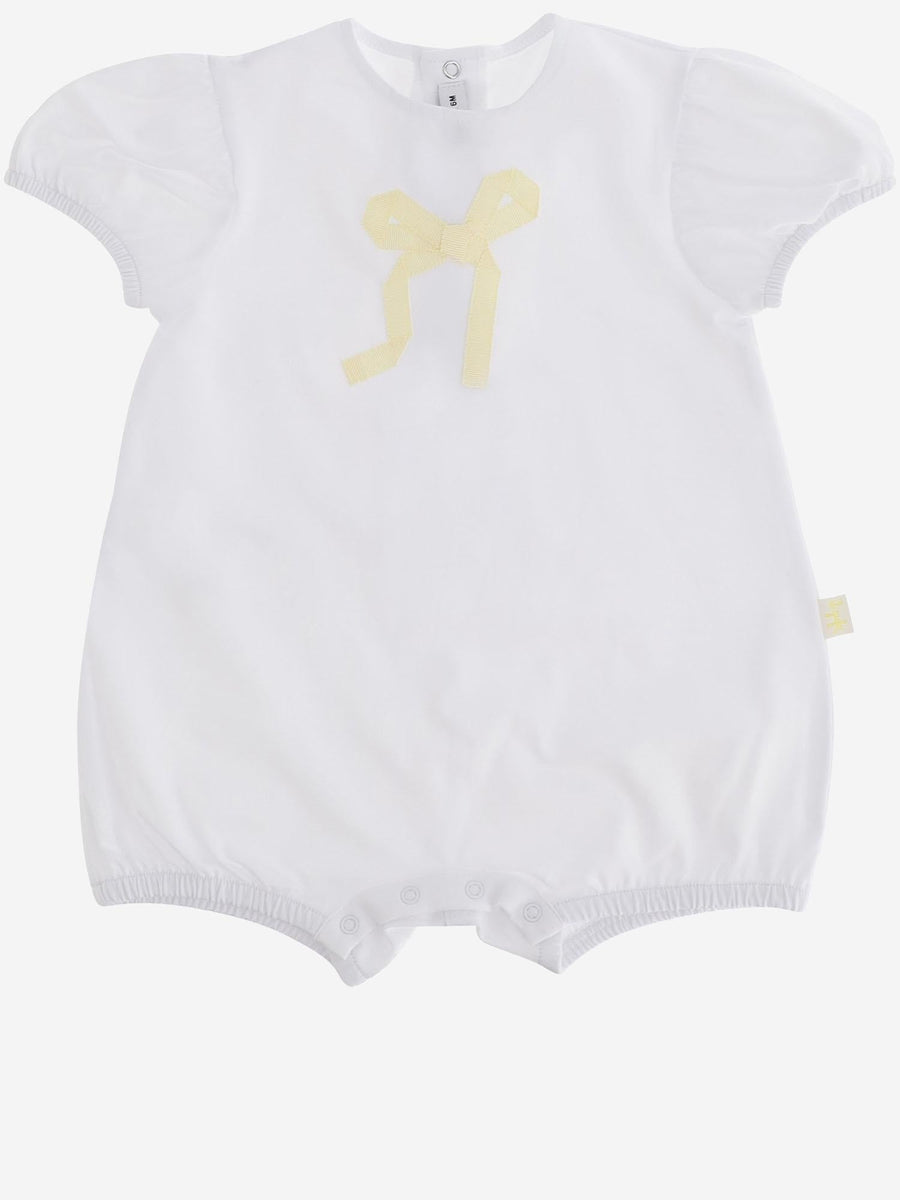 Stretch Cotton Sleepsuit White-Yellow White/yellow Elastane Babygrow Sets