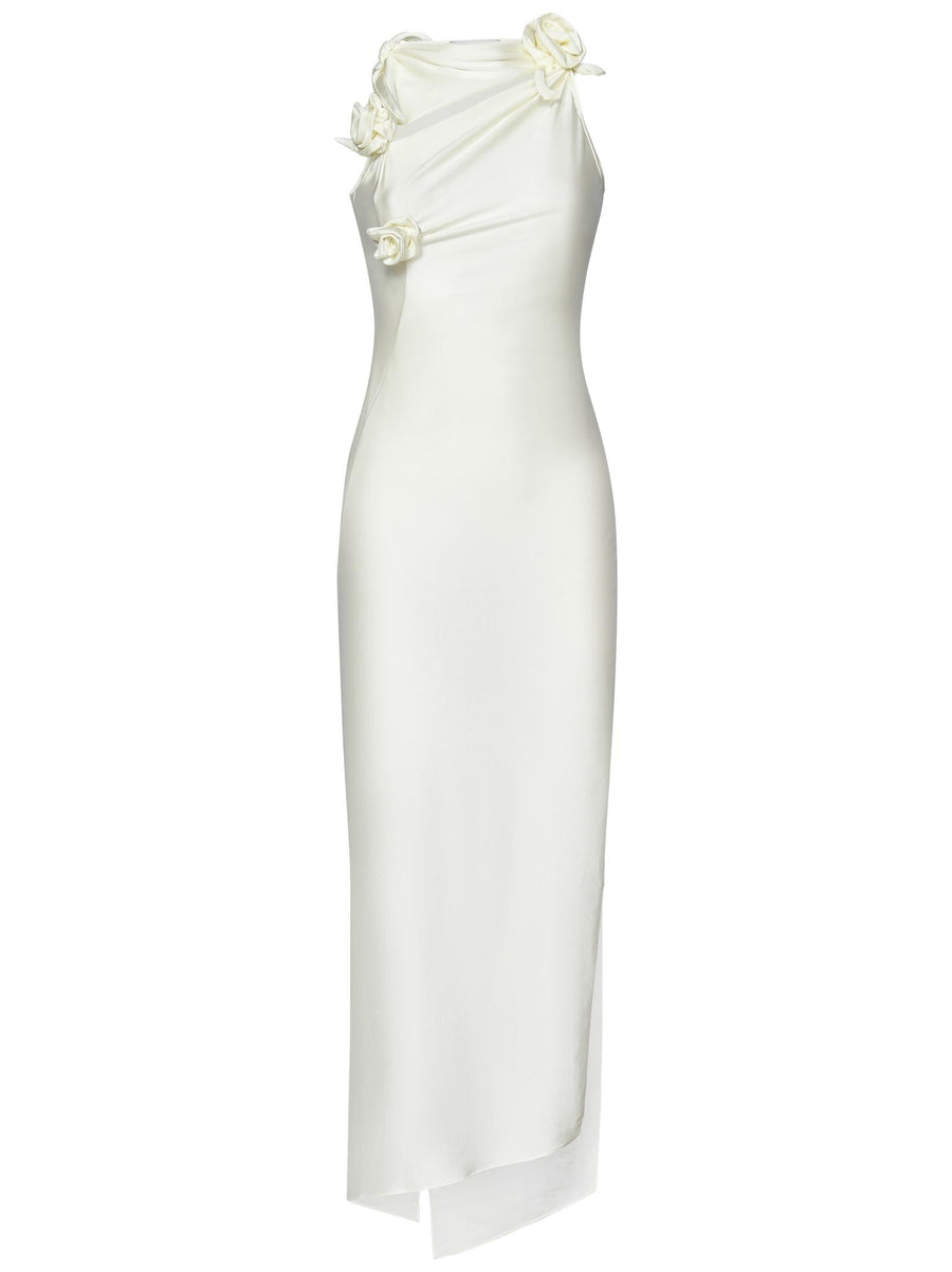Long Dress Flower White Polyamide