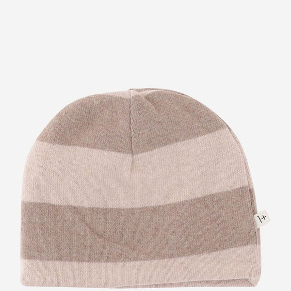 Stretch Cotton Blend Beanie With Stripes Hat