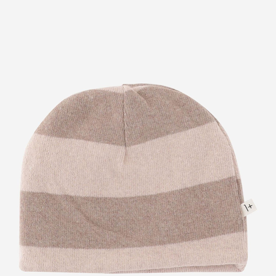 Stretch Cotton Blend Beanie With Stripes Hat