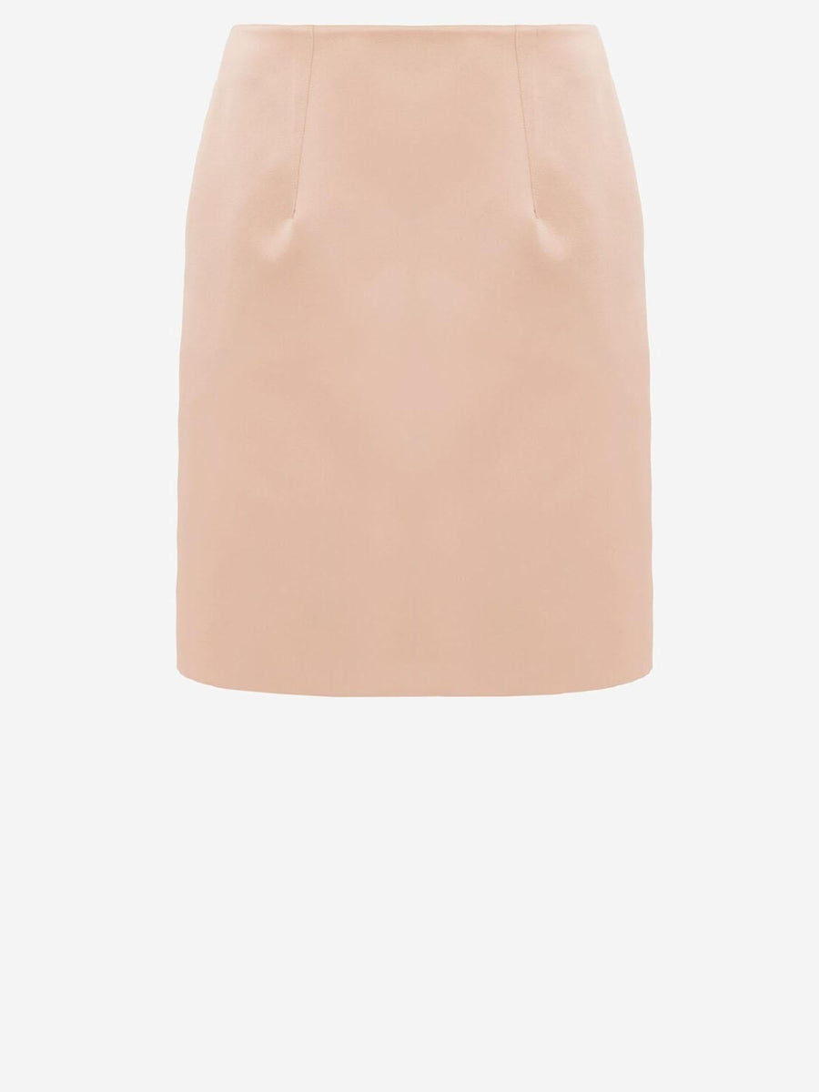 Short Duchesse Satin Piped Skirt Rose Dust