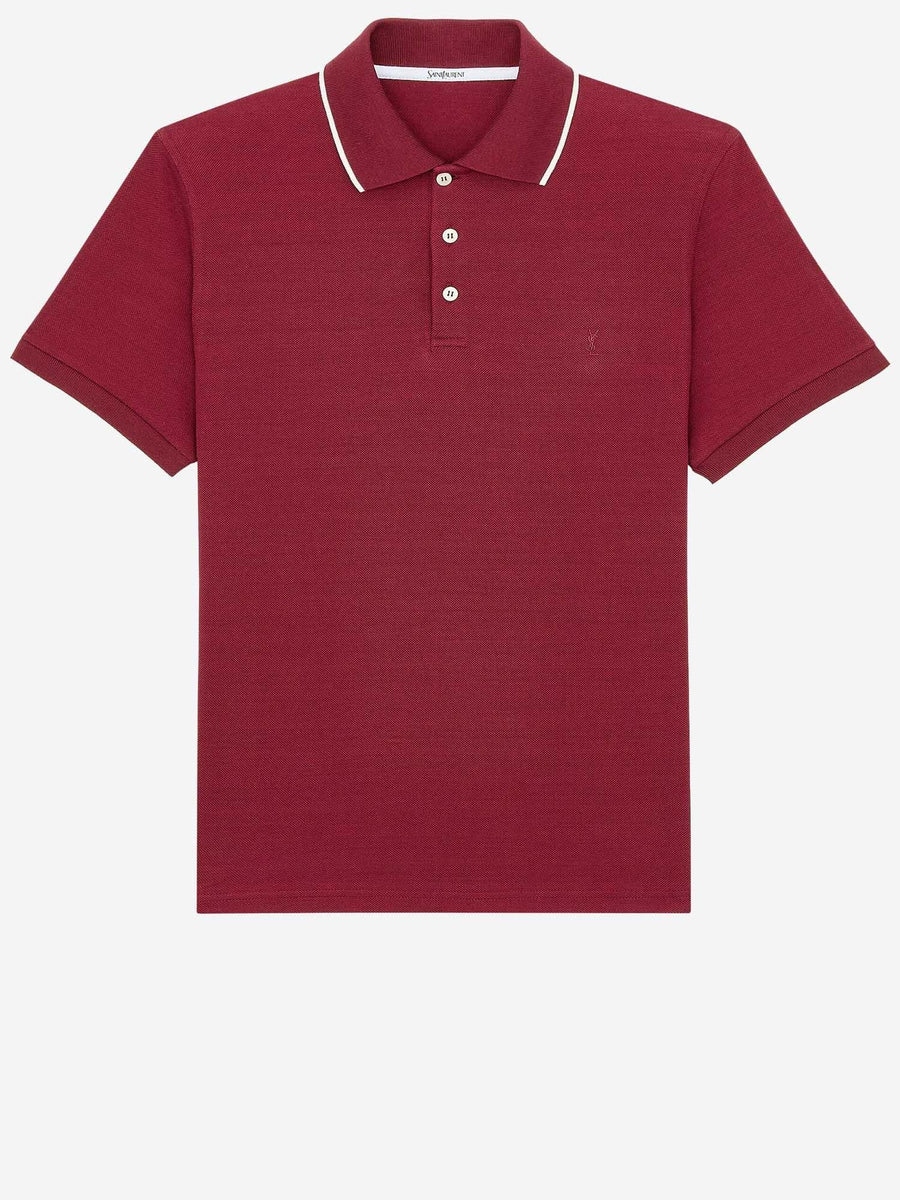 Cotton Piqué Polo Shirt With Logo Burgundy