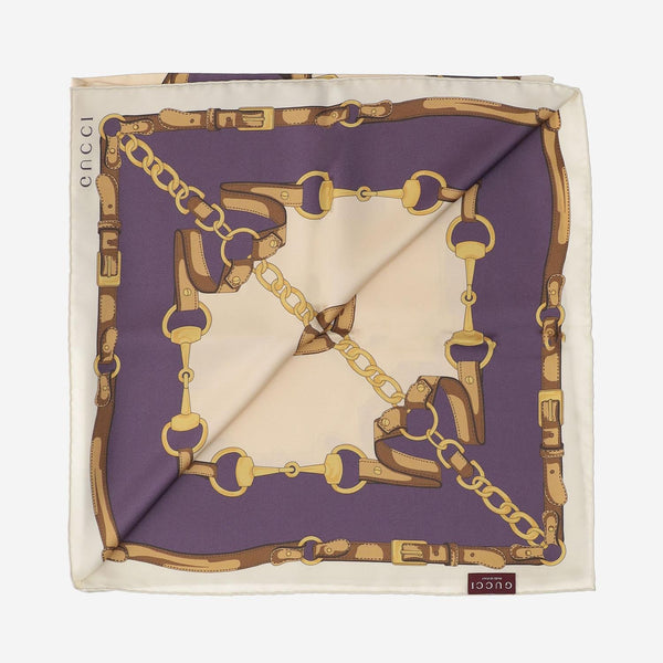 Printed Silk Twill Scarf Purple