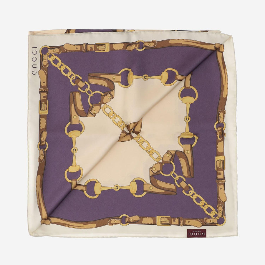 Printed Silk Twill Scarf Purple