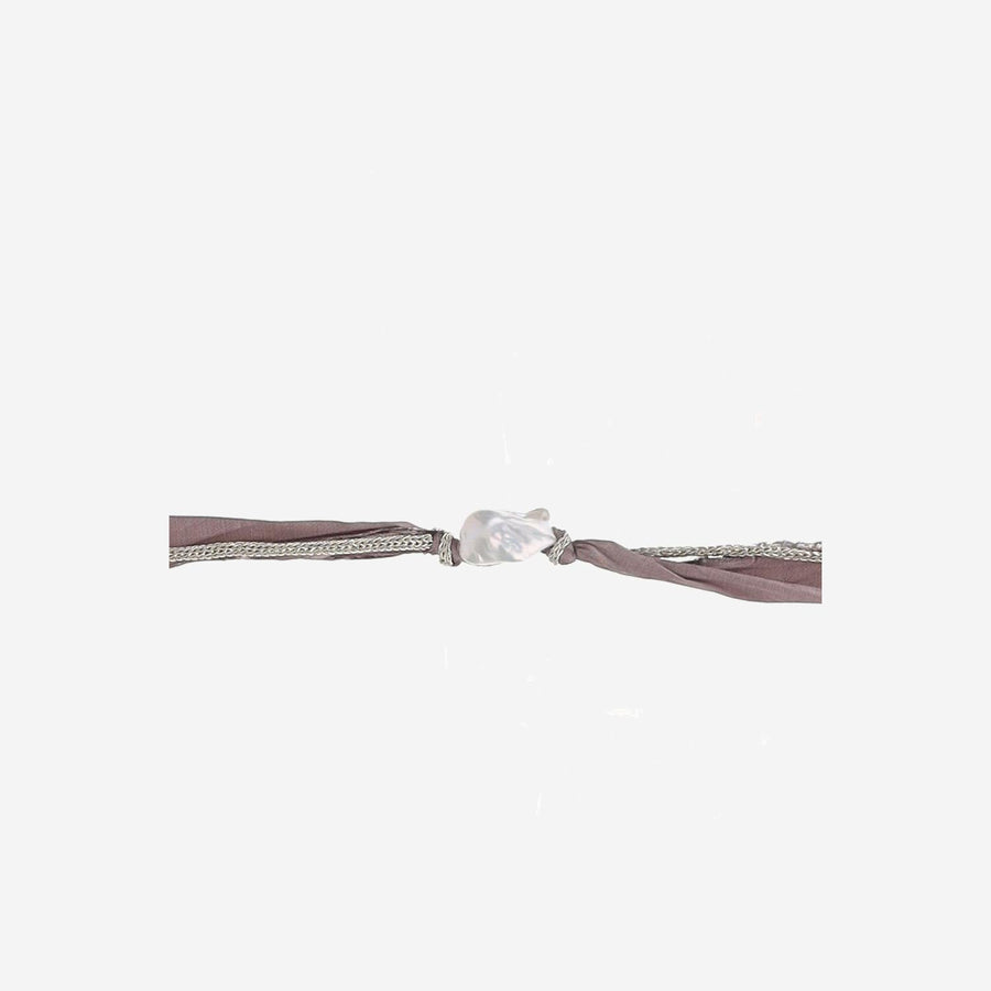 Silk Bracelet With Pearl Multicolour Natural Fibre