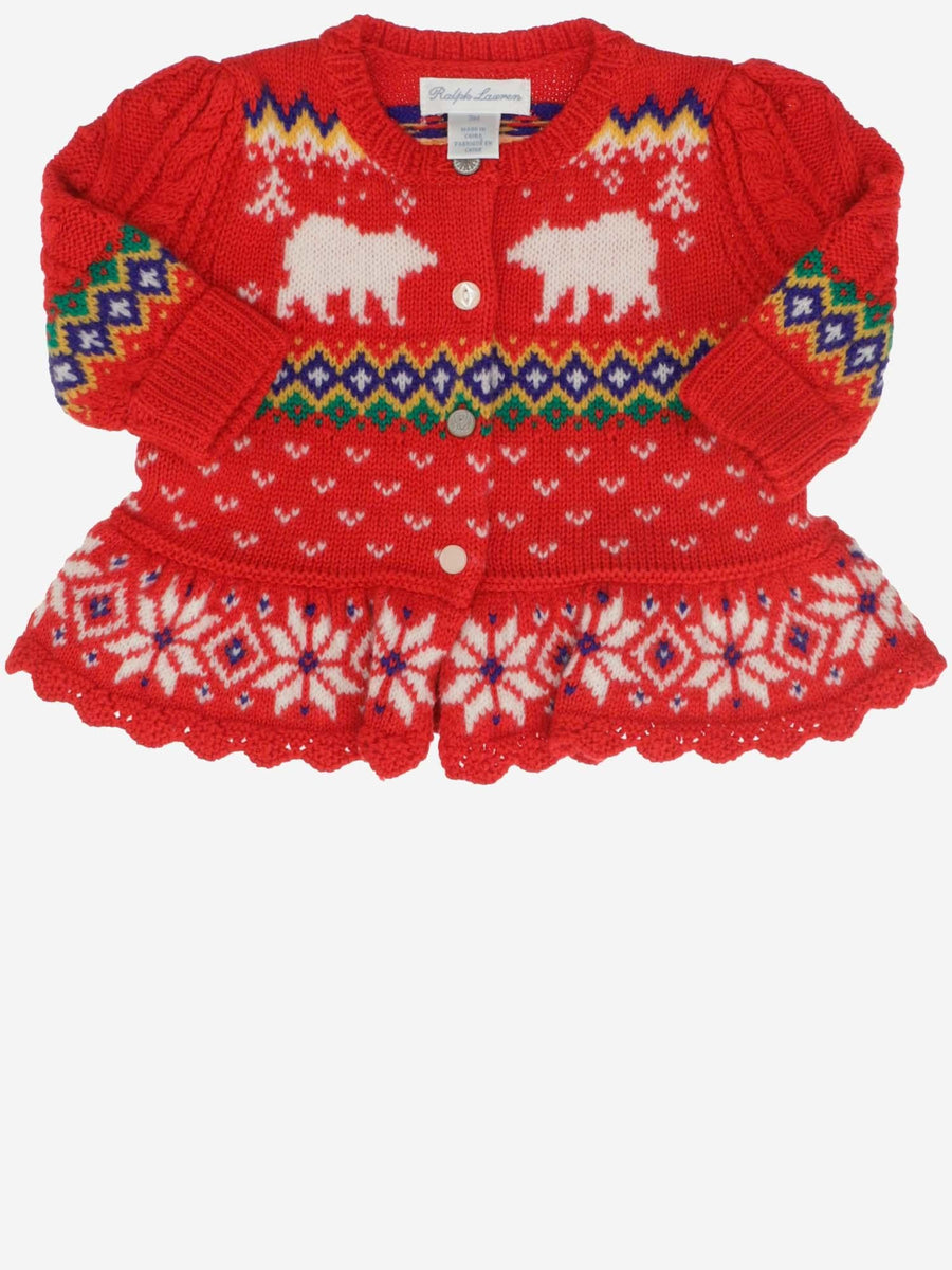 Fair Isle Cardigan Red Cotton