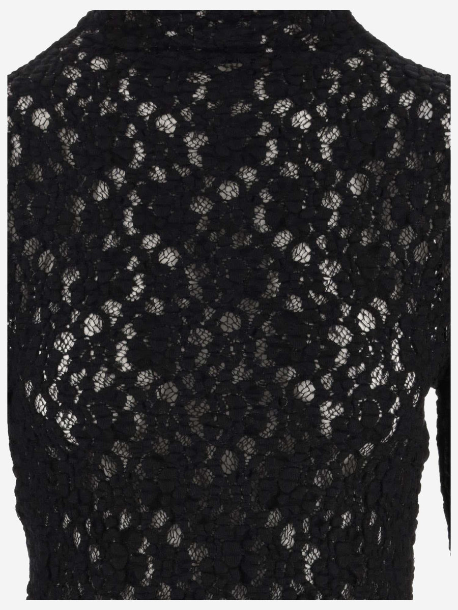 Lace Top Black Cotton Knitwear