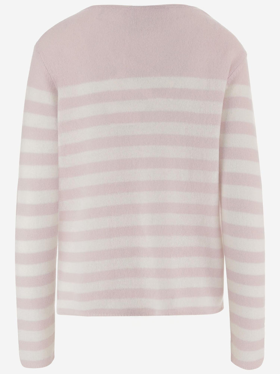 Cashmere Sweater With Striped Pattern Pink