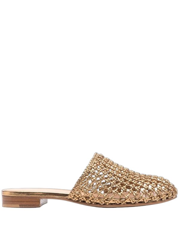 Ferragamo leather mule in gold