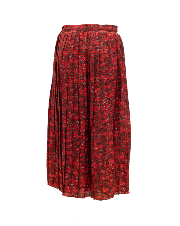 Women Midi Red Skirt With Black And White Details