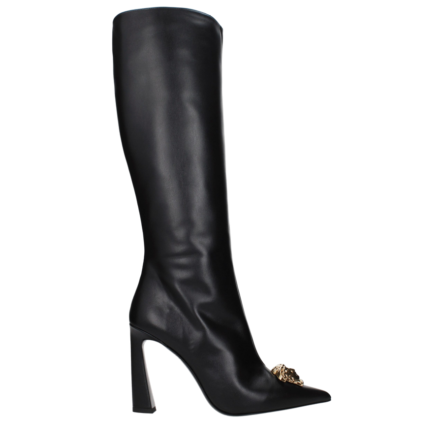 Black Leather High Heel Boots