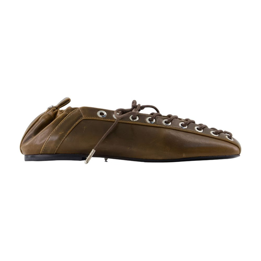 Ganni Synthetic ballet flat in brown