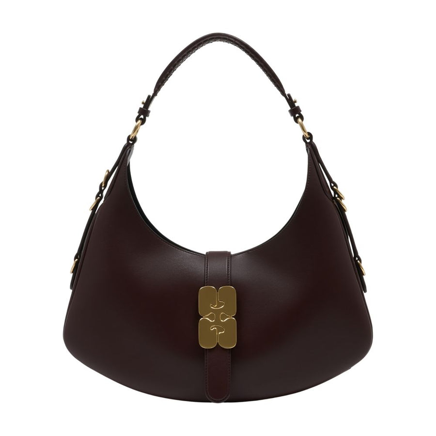 Ganni Calfskin shoulder bag in brown