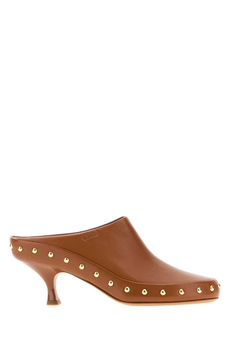 Camel Leather Junie Mules Gingerbrown Scarpe Con Tacco