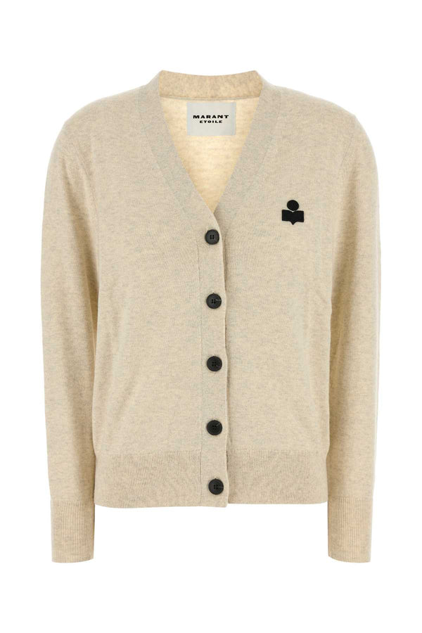 Melange Cream Cotton Blend Karina Cardigan Lightgrey Exterior: Wool Maglieria
