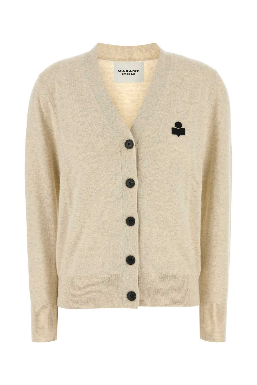 Melange Cream Cotton Blend Karina Cardigan Lightgrey Exterior: Wool Maglieria