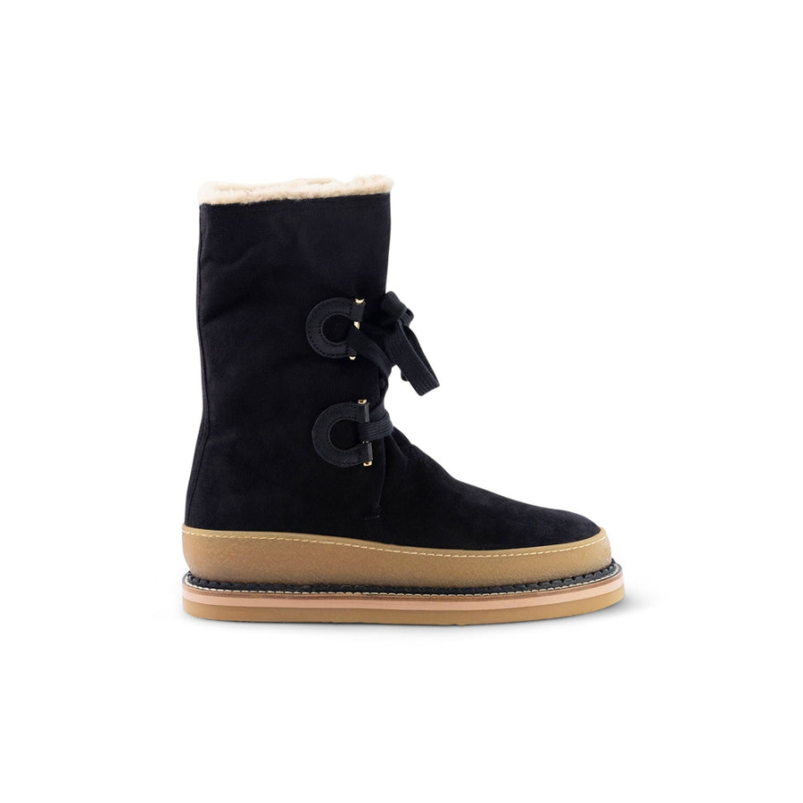 Ferragamo Suede upper boot in black