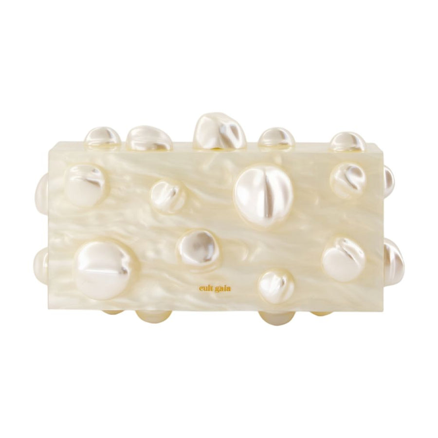 Cult Gaia Acrylic clutch in ivory