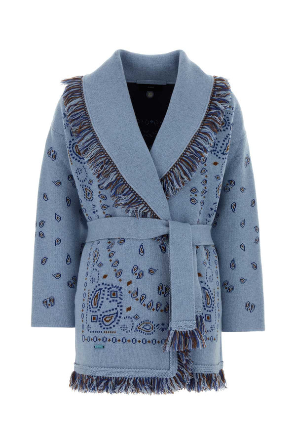 Embroidered Wool Blend Bandana Cardigan Maglieria