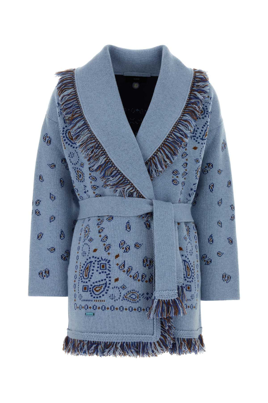 Embroidered Wool Blend Bandana Cardigan Maglieria