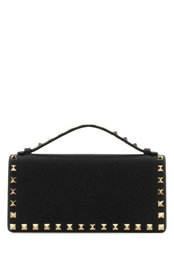 Black Leather Rockstud Handbag Nero Portafogli