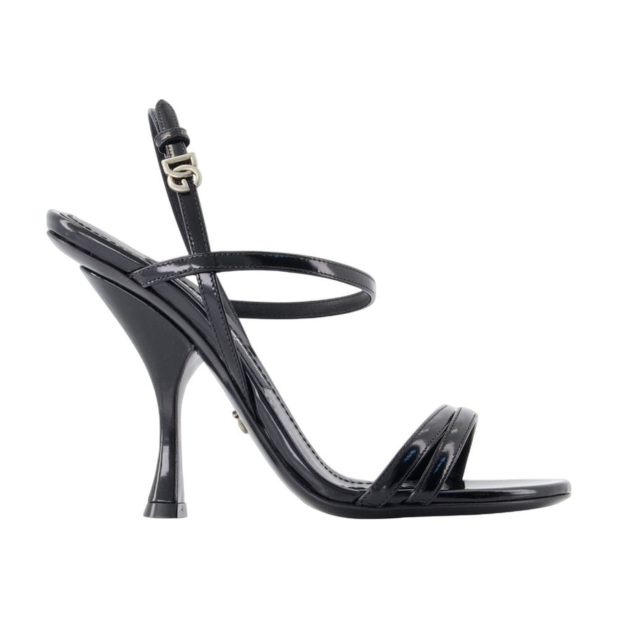 Dolce&Gabbana calfskin heel sandal in black
