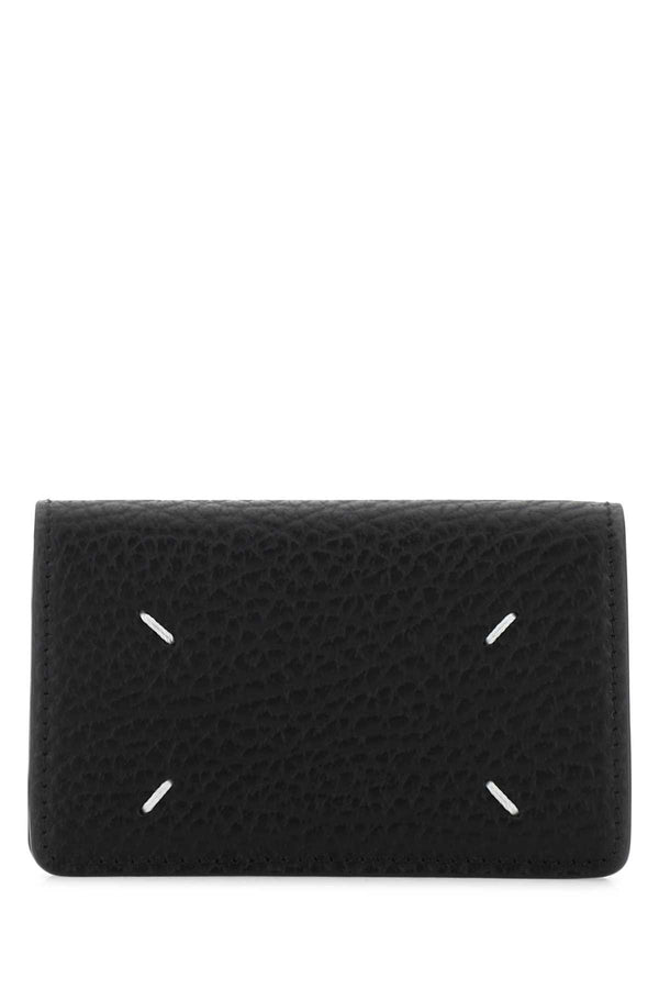 Black Leather Coin Purse T8013 Exterior: Calf Portafogli
