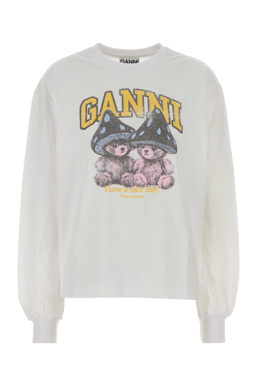 Basic Cotton Jersey Longsleeve Teddy Mushroom Bright White Maglie