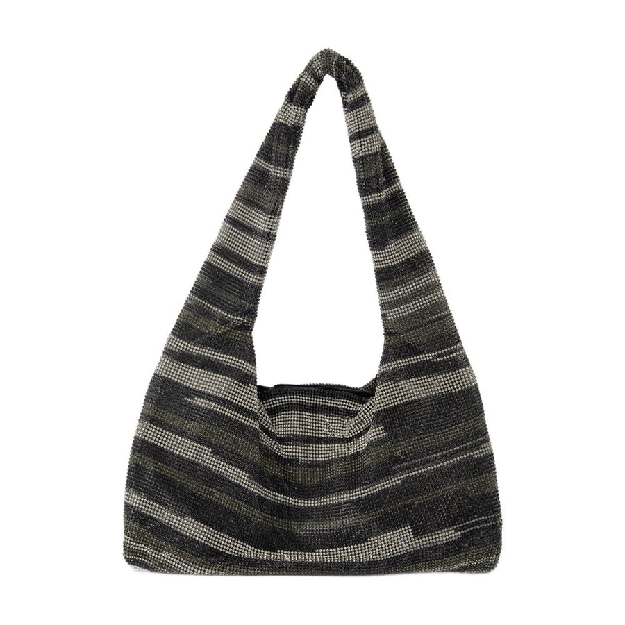 Kara Crystal mesh hobo bag in black